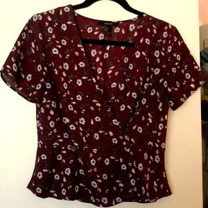 Red Floral Crossbody Top